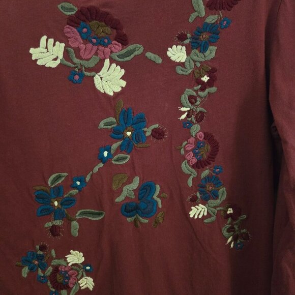 Sundance Burgundy Fully Embroidered Top Size M - Picture 5 of 7